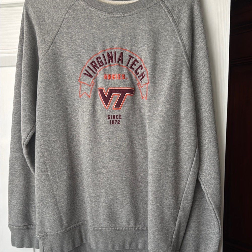 League Gray Virginia Tech Crew Neck Sweater